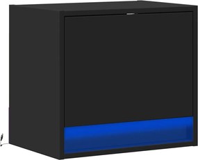 vidaXL Κομοδίνο Επιτοίχιο με Φώτα LED Μαύρο