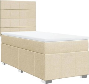 vidaXL Κρεβάτι Boxspring με Στρώμα Κρεμ 100 x 200 εκ. Υφασμάτινο