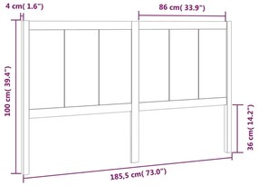 vidaXL Κεφαλάρι Κρεβατιού 185,5x4x100 εκ. από Μασίφ Ξύλο Πεύκου