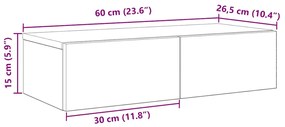 Ράφι τοίχου με συρτάρια Γκρι μπετόν 60x26,5x15 cm Ξύλο μηχανής 859971