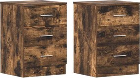 vidaXL Κομοδίνα 2 Τεμ. Καπνιστή Δρυς 38x35x56 εκ. από Επεξεργ. Ξύλο