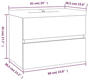 vidaXL Ντουλάπι Μπάνιου με Νιπτήρα Γκρι Sonoma από Επεξεργασμένο Ξύλο