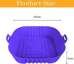 Φόρμα Σιλικόνης Τετράγωνη για Air Fryer 16cm - Μωβ