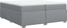 vidaXL Κρεβάτι Boxspring με Στρώμα Ανοιχτό Γκρι 200x200 εκ. Υφασμάτινο