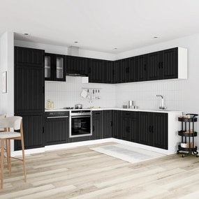 VidaXL 14 Piece Kitchen Cabinet Set "Lucca" Μαύρο κατασκευασμένο ξύλο