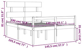 ΠΛΑΙΣΙΟ ΚΡΕΒΑΤΙΟΥ ΜΕ ΚΕΦΑΛΑΡΙ 140X190 ΕΚ. ΑΠΟ ΜΑΣΙΦ ΞΥΛΟ 3195331