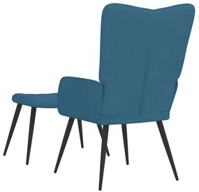 vidaXL Πολυθρόνα Relax Μπλε Βελούδινη με Σκαμπό