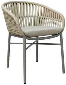 Πολυθρόνα Frama pakoworld αλουμίνιο-pe σχοινί σε καφε απόχρωση και μαξιλάρι 57x60x78εκ