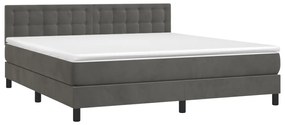 ΚΡΕΒΑΤΙ BOXSPRING ΜΕ ΣΤΡΩΜΑ &amp; LED ΣΚ. ΓΚΡΙ 180X200ΕΚ. ΒΕΛΟΥΔΙΝΟ 3134658