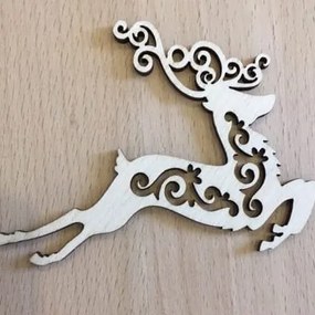 Σετ των 3 Intra απο ξύλο plywood 3mm-4mm πάχος – Χριστουγεννιάτικο στολίδι Jumping Deer with Swirl Cutout ξύλο μοτίβο 30x30 cm INTRAVECTRY-MY547852