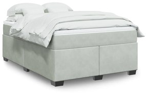 vidaXL Κρεβάτι Boxspring με Στρώμα Ανοιχτό Γκρι 140x200 εκ. Βελούδινο