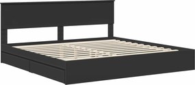 vidaXL Κρεβάτι Αποθήκης Μαύρο 200 x 200 cm Επεξεργασμένο ξύλο