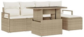 vidaXL Σετ Καναπέ Κήπου με μαξιλάρι 6 pcs μπεζ και κρεμ