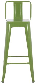 Σκαμπό Bar Μεταλλικό Melita Με Πλάτη Σε Light Olive Green 43x43x100εκ.