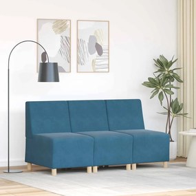 vidaXL Καναπέδες 3 pcs Μπλε 55 x 74 x 82 εκ. Βελούδο