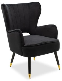 Armchair Lark in black velvet 65x74x90cm 65x74x90 εκ.