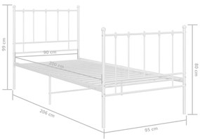 vidaXL Πλαίσιο Κρεβατιού Λευκό 90 x 200 εκ. Μεταλλικό