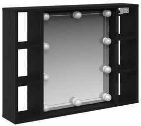 vidaXL Ντουλάπα Καθρέφτη Μαύρη δρυς 76 x 15 x 55 εκ Επεξεργασμένο ξύλο