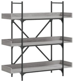 vidaXL Βιβλιοθήκη 3 Επιπέδων Γκρι Sonoma 100x33x108,5εκ. Επεξεργ. Ξύλο