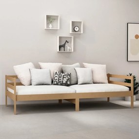 Καναπές Κρεβάτι Καφέ Μελί 90 x 200 εκ. από Μασίφ Ξύλο Πεύκου - Καφέ