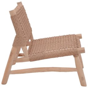 Καρέκλα - Πολυθρόνα Wanderlene σκελετός teak ξύλο με σχοινί σε φυσική απόχρωση 67x79x68 εκ. 67x79x68 εκ.