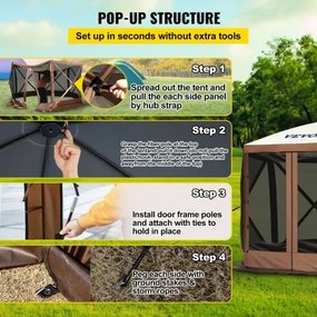 VEVOR Pop-up Camping Gazebo Camping Canopy Shelter 6 Sided 12&#039; x 12&#039; Sun Shade