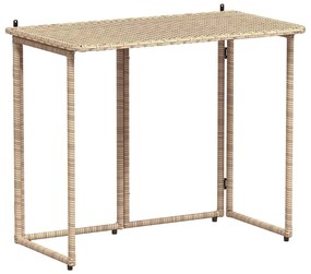 Πτυσσόμενο τραπέζι κήπου Μπεζ 90x51x75 cm Poly Rattan - Μπεζ