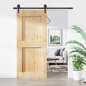 vidaXL Συρόμενη Πόρτα Φυσικό και Μαύρο 90 x 210 cm