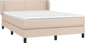 vidaXL Κρεβάτι Boxspring με Στρώμα Καπουτσίνο 140x190εκ.από Συνθ.Δέρμα