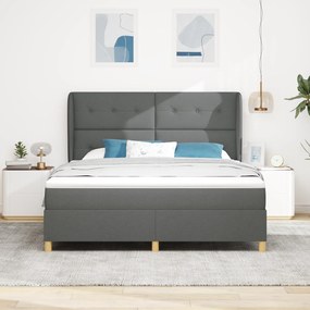 vidaXL Κρεβάτι Box Spring με Στρώμα - Σκούρο Γκρι, 180x200 εκ., Ύφασμα