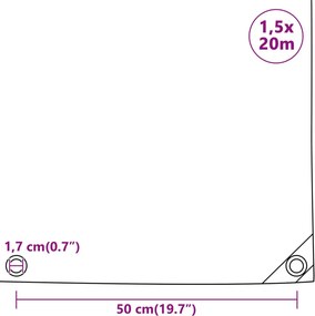 vidaXL Μουσαμάς Μαύρος 650 γρ./μ.² 1,5 x 20 μ.