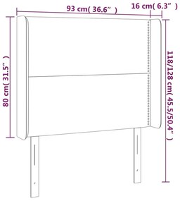 Κεφαλάρι Κρεβατιού LED Σκούρο Καφέ 93x16x118/128 εκ.Υφασμάτινο - Καφέ