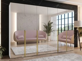 Ντουλάπα Mila II Εξάφυλλη-Λευκό - Χρυσό