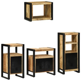 vidaXL Σετ Επίπλων Μπάνιου με ράφι 4 pcs Καστανό Στερεό ξύλο μάνγκο
