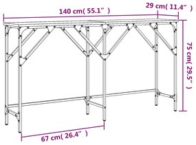 Τραπέζι Κονσόλα Γκρι Sonoma 140 x 29 x 75 εκ. Επεξεργ. Ξύλο - Γκρι