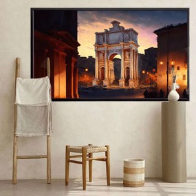 Πίνακας σε Plexiglass με Θέμα &#8220;Via dei fori imperiali in Rome&#8221; σε μαύρη ξύλινη Κορνίζα με ρυθμιζόμενο Φώς - 150cmX100cm