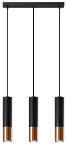 Sollux Κρεμαστό φωτιστικό Loopez 3,ατσάλι,3xGU10/40w,μαύρο,χαλκού