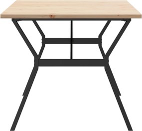 vidaXL Τραπέζι Τραπεζαρίας Πλαίσιο Υ Μασίφ Πεύκο/Ατσάλι