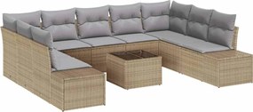 vidaXL Σετ Καναπέ Κήπου 9 pcs Μπέζ και Ανοιχτό Γκρι Πολυρατάν