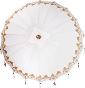 vidaXL Μπαλινέζικη ομπρέλα με βάση Κρεμ 185 x 185 x 260 εκ Βαμβάκι