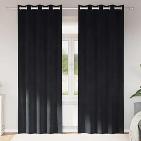 vidaXL Curtains Blackout  με Eyelets 2 τεμαχίων Μαύρο Βελούδο