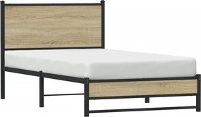 vidaXL Σκελετός Κρεβ. Χωρίς Στρώμα Sonoma Δρυς 100x200 εκ. Μεταλλικό