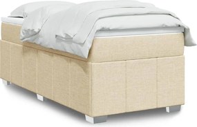 vidaXL Κρεβάτι Boxspring με Στρώμα Κρεμ 90x190 εκ.Υφασμάτινο