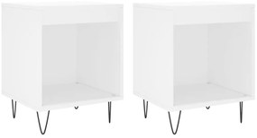 vidaXL Κομοδίνα Λευκά 2 τεμ. 40 x 35 x 50 εκ. από Επεξεργασμένο Ξύλο