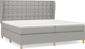 vidaXL Κρεβάτι Boxspring με Στρώμα Ανοιχτό Γκρι 200x200 εκ. Υφασμάτινο