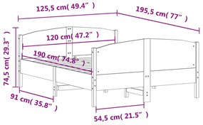 ΠΛΑΙΣΙΟ ΚΡΕΒΑΤΙΟΥ ΚΕΦΑΛΑΡΙ ΚΑΦΕ ΚΕΡΙΟΥ 120X190 ΕΚ. ΜΑΣΙΦ ΠΕΥΚΟ 3216187