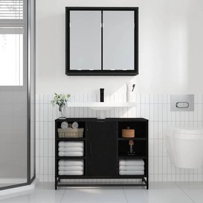 vidaXL Ράφι Τοίχου Μαύρη Οξυά 65 x 20 x 60 εκ