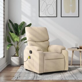 vidaXL Πολυθρόνα Μασάζ με Ανακλινόμενη Πόρτα από Ύφασμα σε Κρεμ Χρώμα