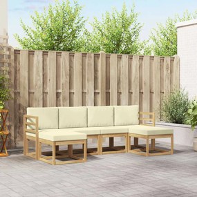 vidaXL Σειρά Καναπέ Εξωτερικού 6 pcs Φυσικό και Κρέμα Πολυεστέρας