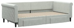 vidaXL Καναπές Κρεβάτι Συρόμενος Αν. Γκρι 100x200εκ Βελούδο &amp; Συρτάρια